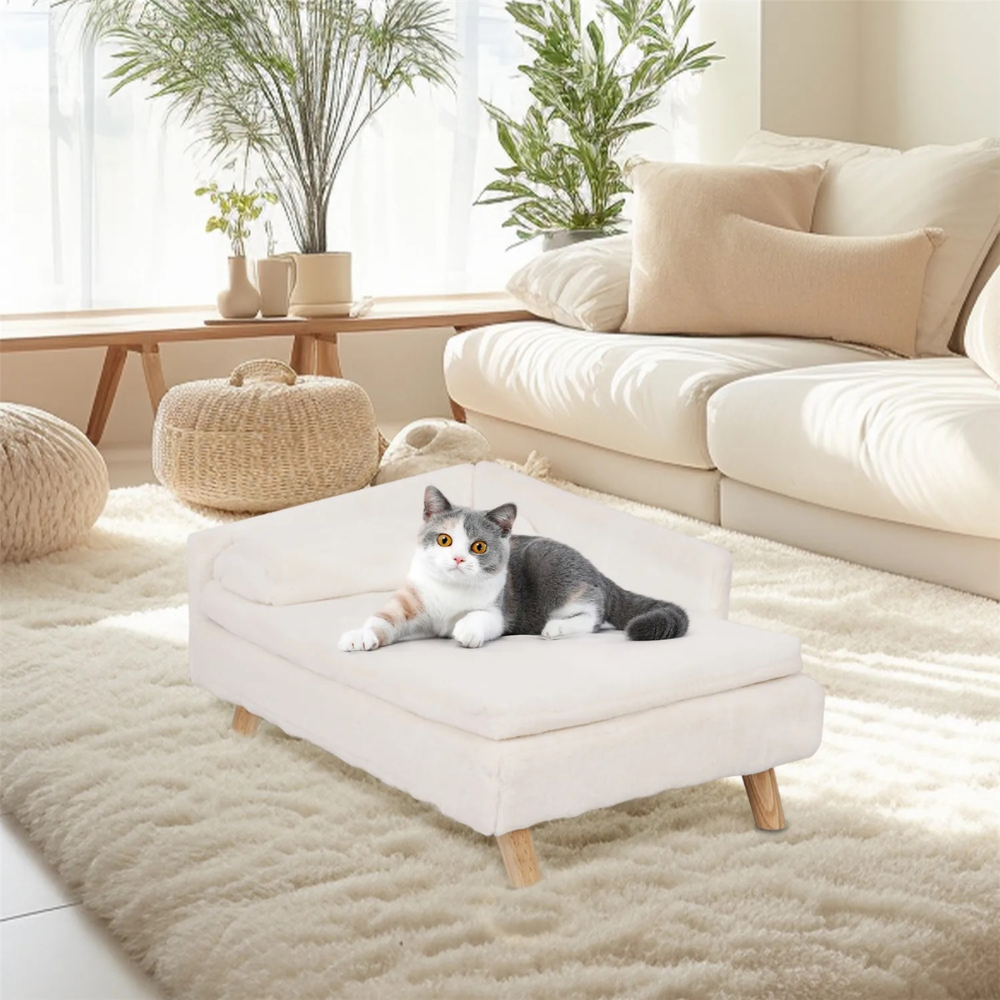 Elevated Pet Bed Nordic Pet Stool Bed with Waterproof Cozy Pad