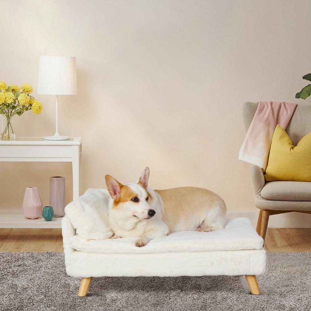 Elevated Pet Bed Nordic Pet Stool Bed with Waterproof Cozy Pad