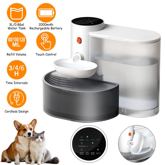 3L Smart Pet Water Fountain – Automatic Self-Refill, Touch Control